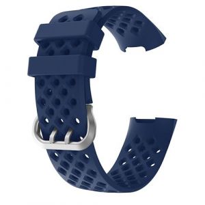 Bracelet en silicone trous carr&eacute;s de petite taille bleu pour votre Fitbit Charge 4/3