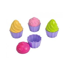 Ensemble 4 moules a sable gateaux cupcakes - patisserie delice cuisine - jouet de plage enfant  bebe - set jeu ete et carte animaux