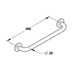Barre droite 400 mm, inox chromé (sans vis) Diamètre 25 mm - PRESTO - 60577