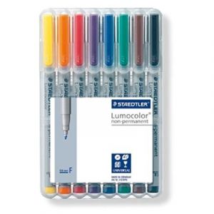 Staedtler lumocolor boîte de 8 feutres universels non-permanents couleurs assorties pointe 0,6 mm