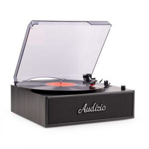 Audizio Reno - Platine vinyle r&eacute;tro avec enceintes int&eacute;gr&eacute;es - Tourne disque LP vintage - Noir