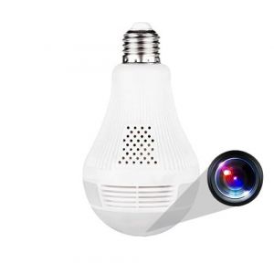 Ampoule Cam&eacute;ra Espion 360&deg; Infrarouge HD Bidirectionnelle WiFi + SD 16Go YONIS