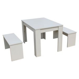 table avec 2 bancs tino - 110 x 74 x 70 cm - blanc