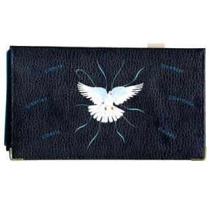 Porte chéquier portefeuille porte carte en cuir noir liberte colombe