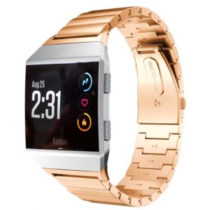 Strap-it Bracelet métal - compatible pour Fitbit Ionic (or rose)