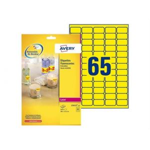 Avery Zweckform - Adh&eacute;sif amovible - jaune fluo - 38.1 x 21.2 mm 1625 &eacute;tiquette(s) (25 feuille(s) x 65) &eacute;tiquettes