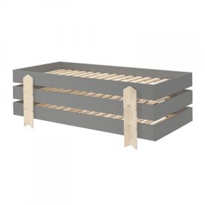 STAPEL - Lot de 3 Lits Empilables 90x200cm Gris Fl&egrave;che - Altobuy