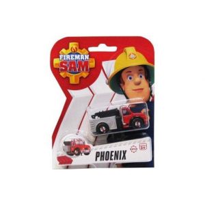 Coffret sam le pompier v&eacute;hicule en m&eacute;tal phoenix camion rouge 7 cm - set voiture miniature + 1 carte tigre