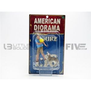 Voiture Miniature de Collection AMERICAN DIORAMA 1-18 - FIGURINES Homme et Chien - Bleu / Yellow / Green - 23889 - Resin