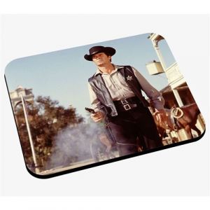 Tapis de souris Photo de film cowboy shérif western duel au revolver
