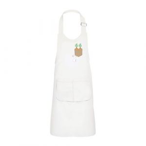 Fabulous Tablier Cuisine Enfant 2 Poches Blanc Poche Surprise Lapin Carrottes - Haut de gamme