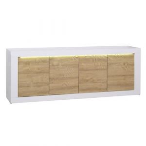 DAYTON OAK - Buffet 4 Portes Effet Chêne à Relief et Leds - Altobuy
