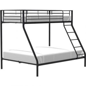 Lits superposés BRUCE en métal noir avec sommiers inclus 90/140 x 190 cm