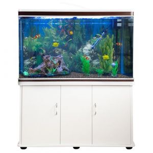 Aquarium tropical avec meuble blanc et équipement complet 4ft 300 litres