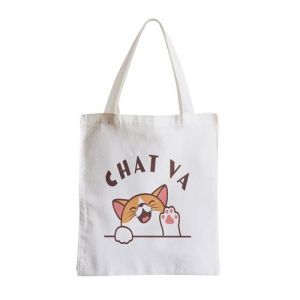 Grand sac pour shopping Chat va chaton humour jeu