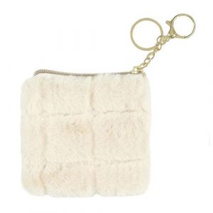Porte Monnaie en Fausse Fourrure "Fluffy" 10cm Crème