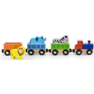 Viga Toys train de marchandises avec animaux sauvages 31 cm 7 parties