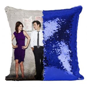 Fabulous Housse de Coussin à Sequin - Paillettes Bleu How I Met Your Mother Acteurs [40 x 40 cm]