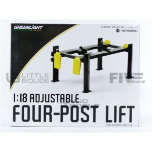 Voiture Miniature de Collection GREENLIGHT COLLECTIBLES 1-18 - ACCESSOIRES Pont Elevateur 4 Colonnes with Yellow Ramps - Grey / Yellow - 13591