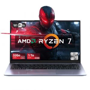PC Portable,AMD Ryzen 7 6800H(8C-16T, jusqu'à 4,7 GHz) RAM 32Go DDR5,SSD 1 To ,WiFi 6 pour PC Portables Gamer avec Boîtier en