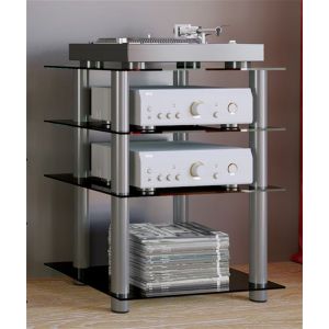 VCM meuble Hifi Bilus Verre noir