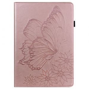 Coque pour iPad Mini 1/2/3/4/5 7,9 Pouces Papillon en Relief Etui en Cuir PU Flip Portefeuille Porte-Stylo Tablette Housse de Protection ZURSANA Rose