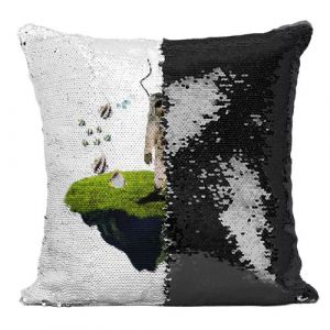 Fabulous Coussin avec Housse Sequin - Paillettes Noir Cosmonaute Scaphandrier [40 x 40 cm]
