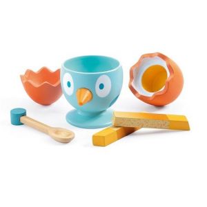 Oeuf coco en bois djeco - jouet dinette enfant