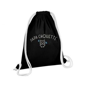 Fabulous Sac de Gym en Coton Noir Papa Famille Chouette 12 Litres