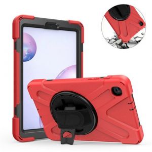 Coque en TPU + Silicone avec b&eacute;quille pivotante &agrave; 360&deg; et dragonne rouge pour votre Samsung Galaxy Tab A 8.4 T307 (2020)