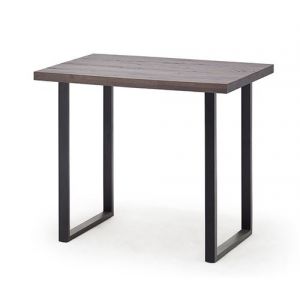 Table de bar coloris chêne vieilli / pieds coloris anthracite - Longueur 120 x Hauteur 95 x Profondeur 80 cm - PEGANE -