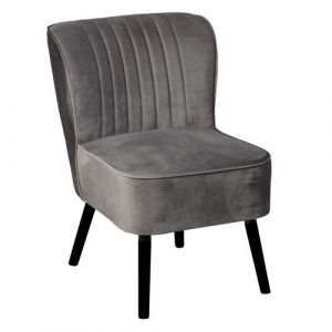 MATILA - Fauteuil Gris Piètement Laqué Noir - Altobuy