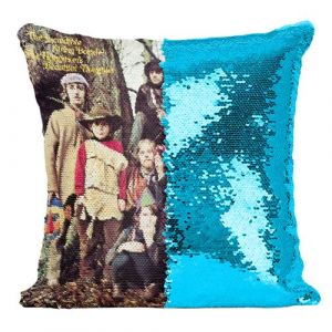 Fabulous Coussin avec Housse Sequin - Paillettes Turquoise Incredible String Band Album Vintage [40 x 40 cm]