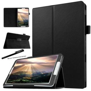 Coque Smart Etui Noir pour Samsung Galaxy Tab E 9.6 SM-T560 T561 Etui Folio Ultra fin avec Stylet Toproduits®