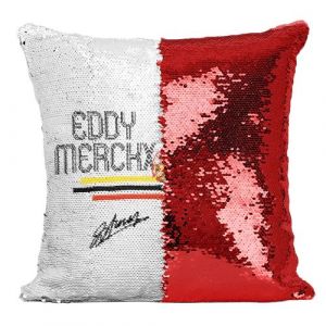 Fabulous Coussin avec Housse Sequin - Paillettes Rouge Eddy Merckx Vintage [40 x 40 cm]