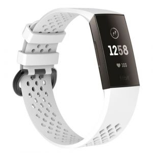 Bracelet en silicone bande creuse respirante, taille : S blanc pour votre Fitbit Charge 3