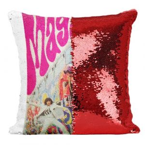 Fabulous Housse de Coussin à Sequin - Paillettes Rouge the Who Magic Bus Rock [40 x 40 cm]