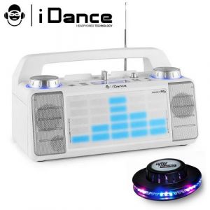 enceinte idance xd2 50w à leds bleu aux/fm/usb/fader/mixer/bt + effet ovni