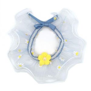 Collier Chat Chien Fleur Dentelle FONGWAN Réglables Noeud papillon Accessoires de Toilettage, 20-25cm - Bleu jaune