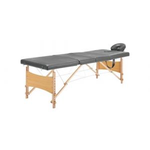 Table de massage avec 4 zones cadre en bois banc de massage appuie-tête accoudoir réglable lit de massage pliant pliable portable anthracite 02_0001802