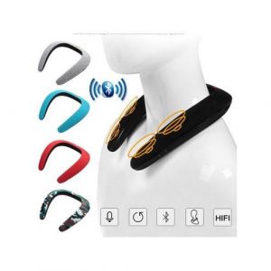 Enceinte Epaule pour ZTE Axon Elite Smartphone Musique Sans Fil Cou Bluetooth (NOIR)