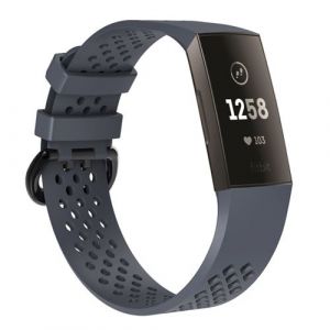 Bracelet en silicone bande creuse respirante, taille : S gris pour votre Fitbit Charge 3