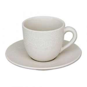 Tasse à café et sous-tasse Vésuvio blanc 12 cl (lot de 6) - Table Passion - Blanc - Grès