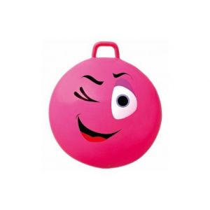 Gros ballon sauteur hop 65 cm visage clin d'oeil rose - grand format xxl - avec poignee - gym enfant 8 ans et plus - 80 kg max