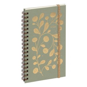 Agenda civil de poche spiralé semainier Exacompta Collection Espace Végétal 16S 2026 9 x 17,5 cm Vert et Or
