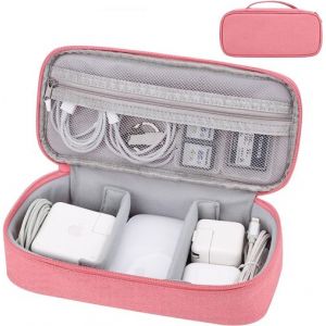 10PCS Sac de Voyage Étui de rangement rose pour Chargeur Apple, accessoires câbles ,cordons, disque dur externe, banque d'alimentation portable