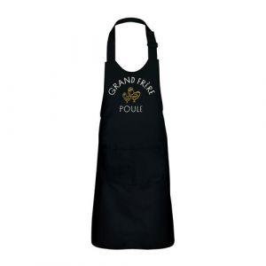 Fabulous Tablier Cuisine Enfant 2 Poches Noir Grand Fr&egrave;re Famille Poule - Haut de gamme
