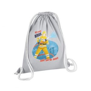 Fabulous Sac de Gym en Coton Gris Les Vrais Héros - Pompier 12 Litres
