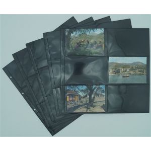 feuilles safe au format 33x33 - lot de 5 pour cartes postales modernes 12 cases horizontales fond noir