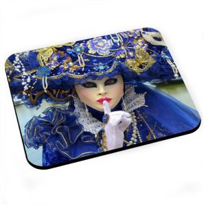 Tapis de souris Carnaval de venise masque blanc costume bleu